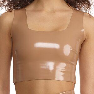 Commando Faux Patent Leather Crop Top - FLT110 (Cocoa)